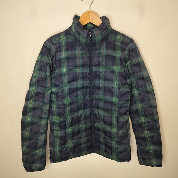 Uniqlo Plaid Down Puffer Jacket Packable Zip Up - Picture 1 of 9